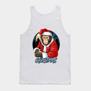 Christmas chimpanzee monkey with santa claus set Tank Top